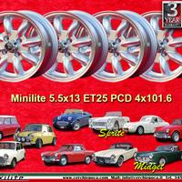4 pz cerchi Austin Mini MG Minilite 5.5x13 ET25 4x