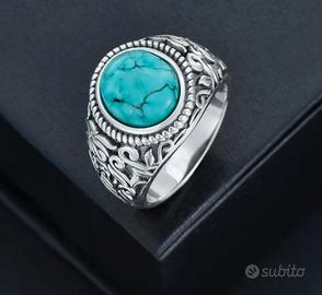 Anello turchese da uomo, argento Sterling 925