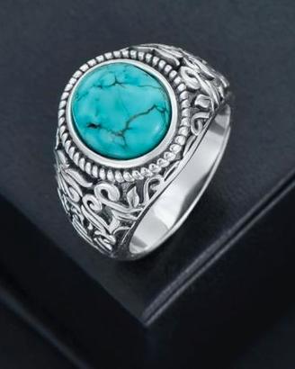 Anello turchese da uomo, argento Sterling 925