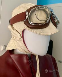 Coppia Occhiali e Casco da aviat/auto/moto d’epoca