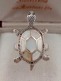 anello vintage argento 925 madreperla guscio 