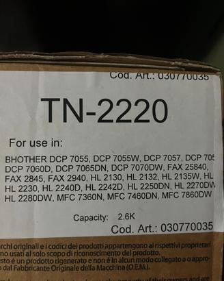 Toner stampante brother TN2220-TN2210
