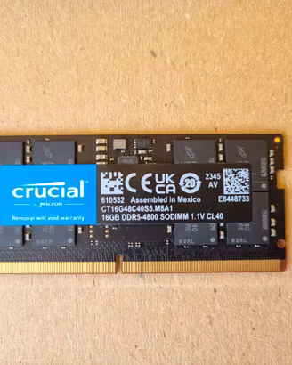 Ram Laptop Sodimm Crucial 16 GB DDR5 4800 MHz CL40