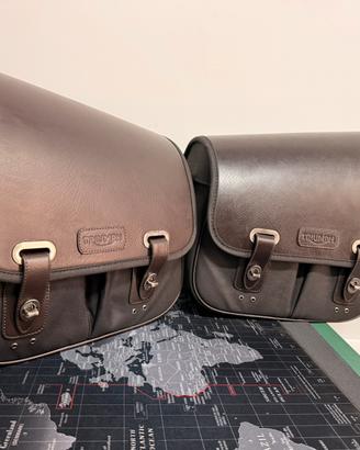 Coppia di borse Originali Triumph pelle/canvas