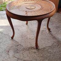 Tavolino vintage anni50 paglia di Vienna con vetr