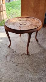 Tavolino vintage anni50 paglia di Vienna con vetr