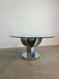 Tavolo in acciaio cristallo Mario sabot