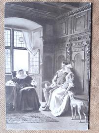 Cartolina antica coppia insegnante levriero nobili