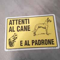 cartello attenti al cane e al padrone 19x30 cm
