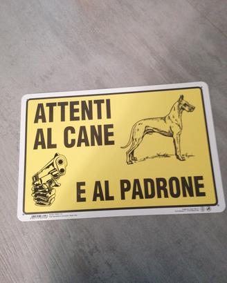 cartello attenti al cane e al padrone 19x30 cm