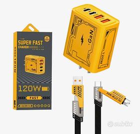 Caricabatterie USB C da 120W Rapido con Cavo 4in1