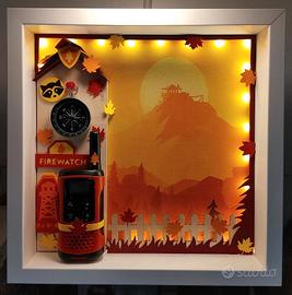 Firewatch 3D shadowbox with white frame (27x27cm)