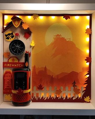 Firewatch 3D shadowbox with white frame (27x27cm)
