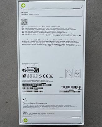Iphone Air 1TB (1000 GB) Sky blue(Celeste), Nuovo