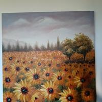 maxi quadro,campo GIRASOLI pittura a olio