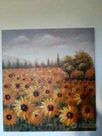maxi quadro,campo GIRASOLI pittura a olio