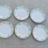 Set 6 piatti piani - motivo floreale  a tulipani