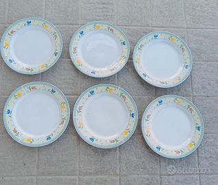 Set 6 piatti piani - motivo floreale  a tulipani