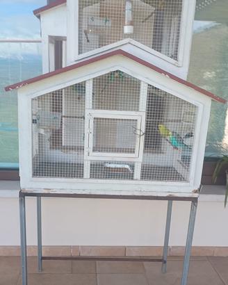 Voliera artigianale con 2 coppie uccellini
