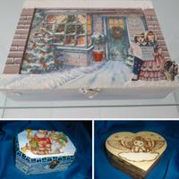 Scatole natalizie portaoggetti decorate a mano