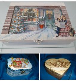 Scatole natalizie portaoggetti decorate a mano