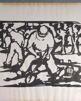 Stampa d'arte,  anni '60, firmata e numerata