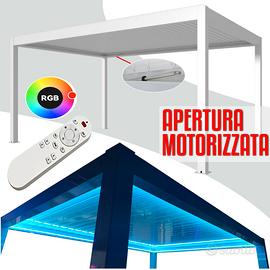 Gazebo pergola bioclimatica 3x6 BIANCO elettrica