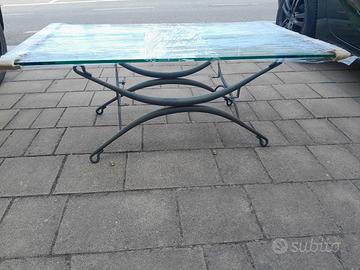 tavolino da fumo ferro battuto e vetro