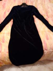 Abito blu notte in velluto lungo 