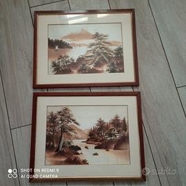 due quadri cinesi ricamati 