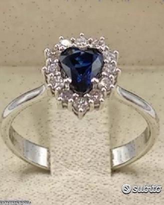 ANELLO ORO 18kt. CON DIAMANTI E ZAFFIRO CUORE