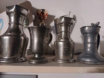caraffe e calice  in peltro