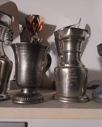 caraffe e calice  in peltro
