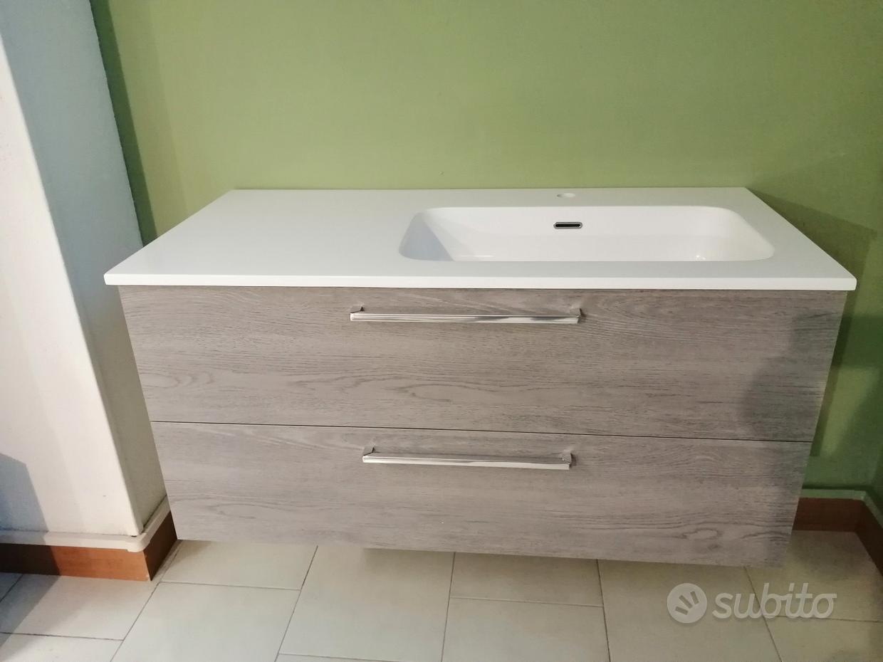 COMPRA SUBITO, MOBILE BAGNO SOSPESO 100 CM ROVERE SCURO DOPPIO CASSETTO  CON SPECCHIO FILOLUCIDO