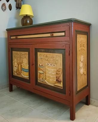 Credenza vintage decorata a mano