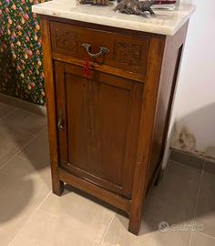 Comodino Antico primi ‘900 in Legno e Marmo