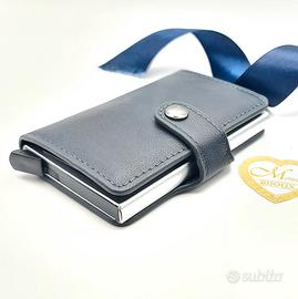 Porta tessere  Portafoglio Pelle blu Piccolo 