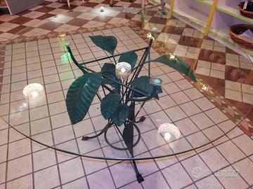 Tavolo in vetro e ferro battuto