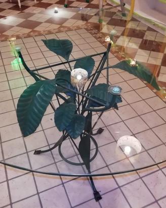 Tavolo in vetro e ferro battuto