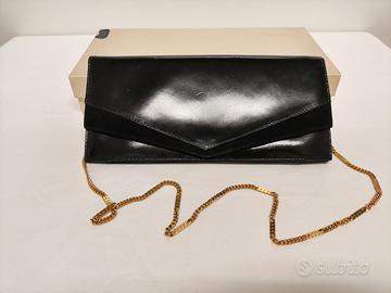 Pochette borsa vintage anni 70 vera pelle nera