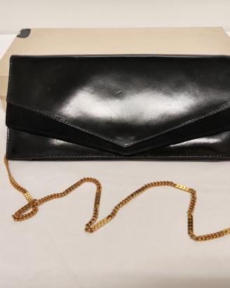 Pochette borsa vintage anni 70 vera pelle nera