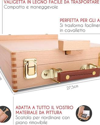 Valigetta in legno – cavalletto pittura da tavolo