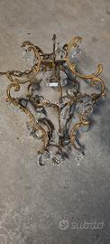 LAMPADARIO OTTONE E CRISTALLI