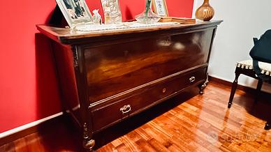 Cassettiera noce fine 1800 . Tavola unica sup