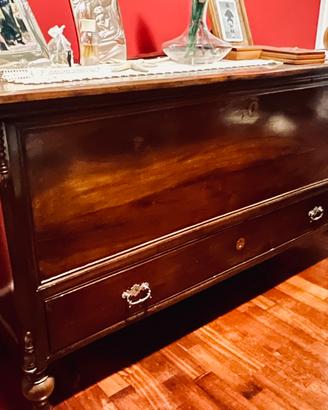 Cassettiera noce fine 1800 . Tavola unica sup