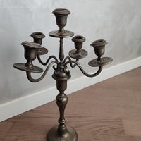 Candelabro Vintage 5 Fiamme Ottone Brunito