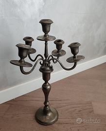 Candelabro Vintage 5 Fiamme Ottone Brunito