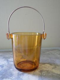 secchiello ghiaccio in vetro con manico in acciaio