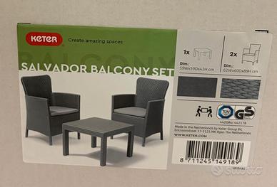 Tavolino e 2 Poltrone Da Giardino SALVADOR