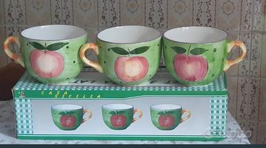 Set tazze ceramica dipinte a mane 